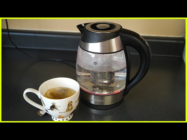 Chefman RJ11-17-TI Electric Glass Kettle with Tea Infuser 1.8 L, Light  Silver