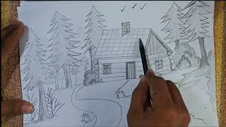 How to draw a cabin in the woods | Cabin in the woods| जंगल में एक केबिन कैसे बनाएं |