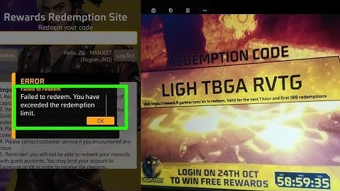 FAILED TO REDEEM.YOU HAVE EXCEEDED THE REDEMPTION LIMIT. PROBLEM FREE FIRE|| FREE FIRE