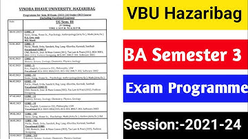 UG Semester 3 Exam Programme 2021-24।vbu semester 3 exam routine 202-24 #vbu #sem3 #vbu_exam_routine