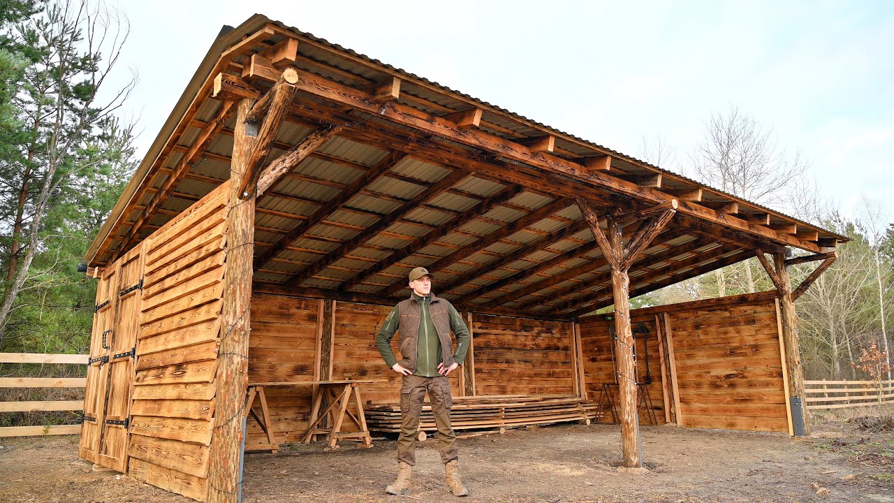 2 Months of Building a LARGE LOG SHED From Start to Finish Alone