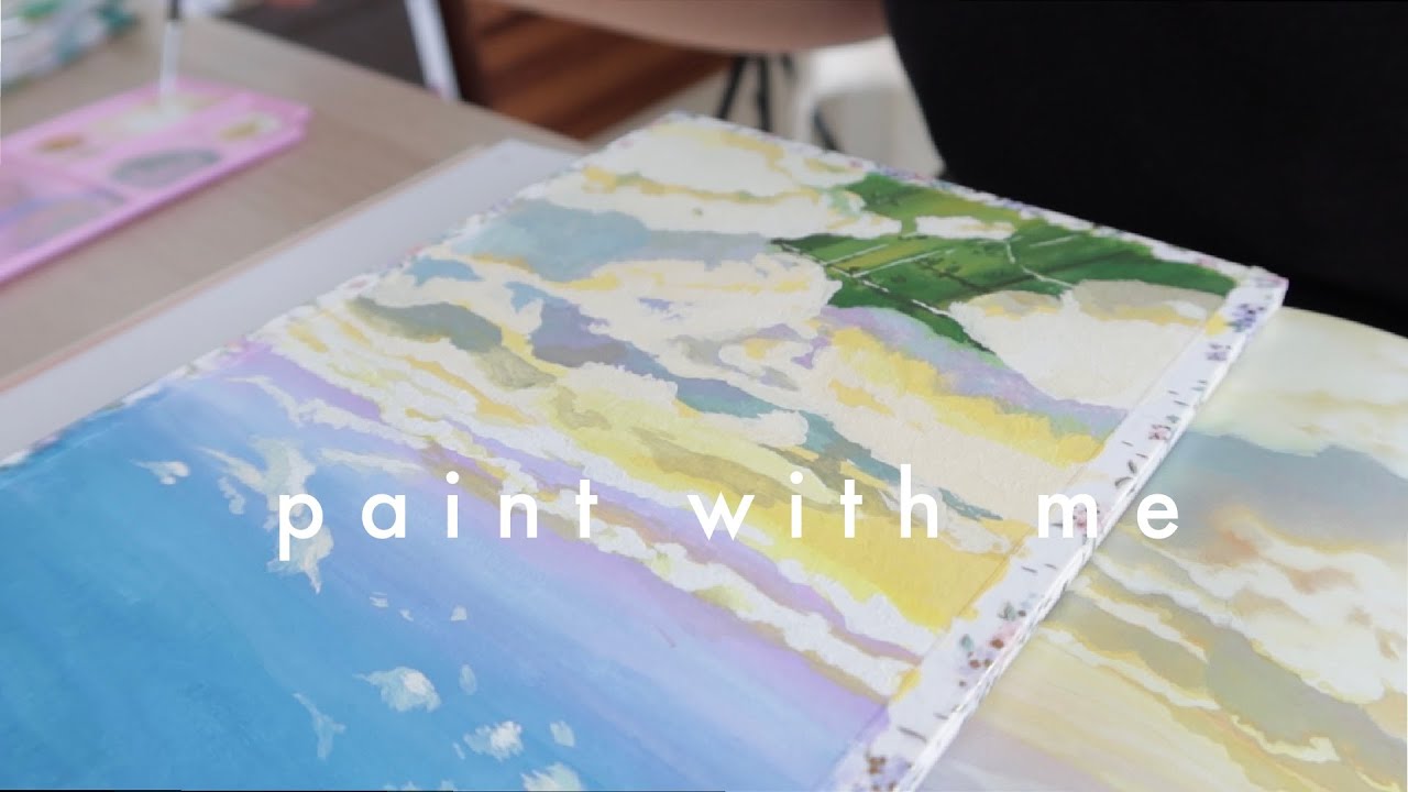 Painting Studio Ghibli Sky With Miya Himi Jelly Gouache Paint With Me Youtube