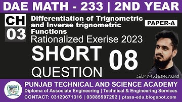 DAE MATH 233 Chapter 3 Short Question 8 | Sir Muhammad