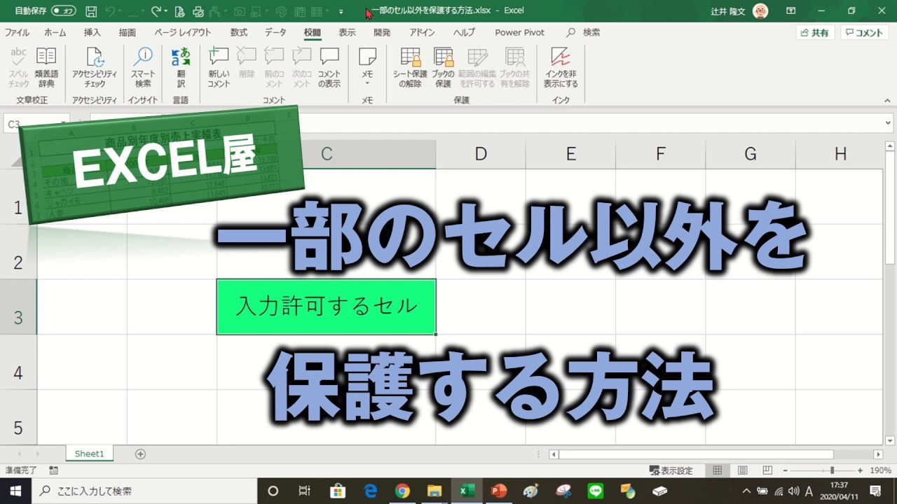 一 部 セル 保護 エクセル