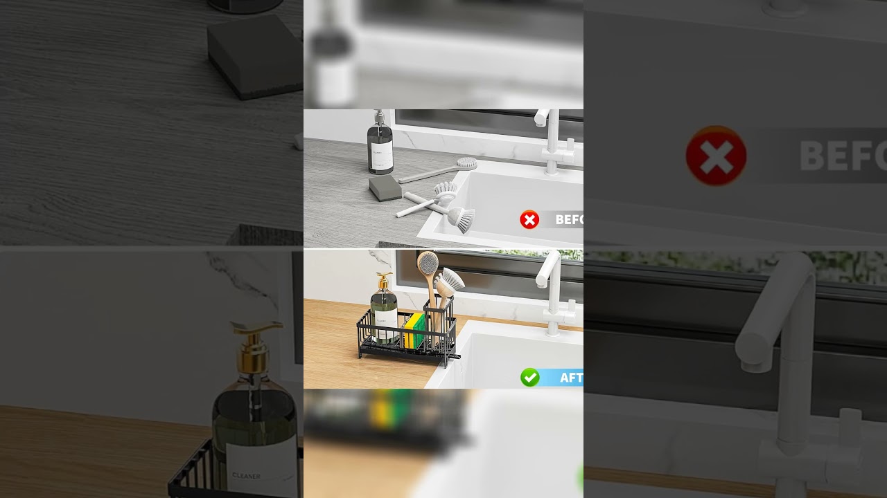 Buyer Link in. CommentCisily Black Sponge Holder for Kitchen Sink, Sink Caddy Organizer , 