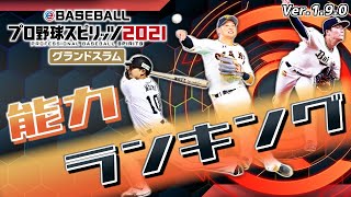 【Ver.1.9.0版】 eBASEBALLプロ野球スピリッツ2021 能力ランキング