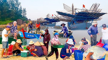 Độc Đáo Siêu Tàu CÂU MỰC XÀ Chở 1 Lần 54 Chiếc Thúng║Trúng Cá Nhồng Tròn Ở Bình Sơn Quảng Ngãi