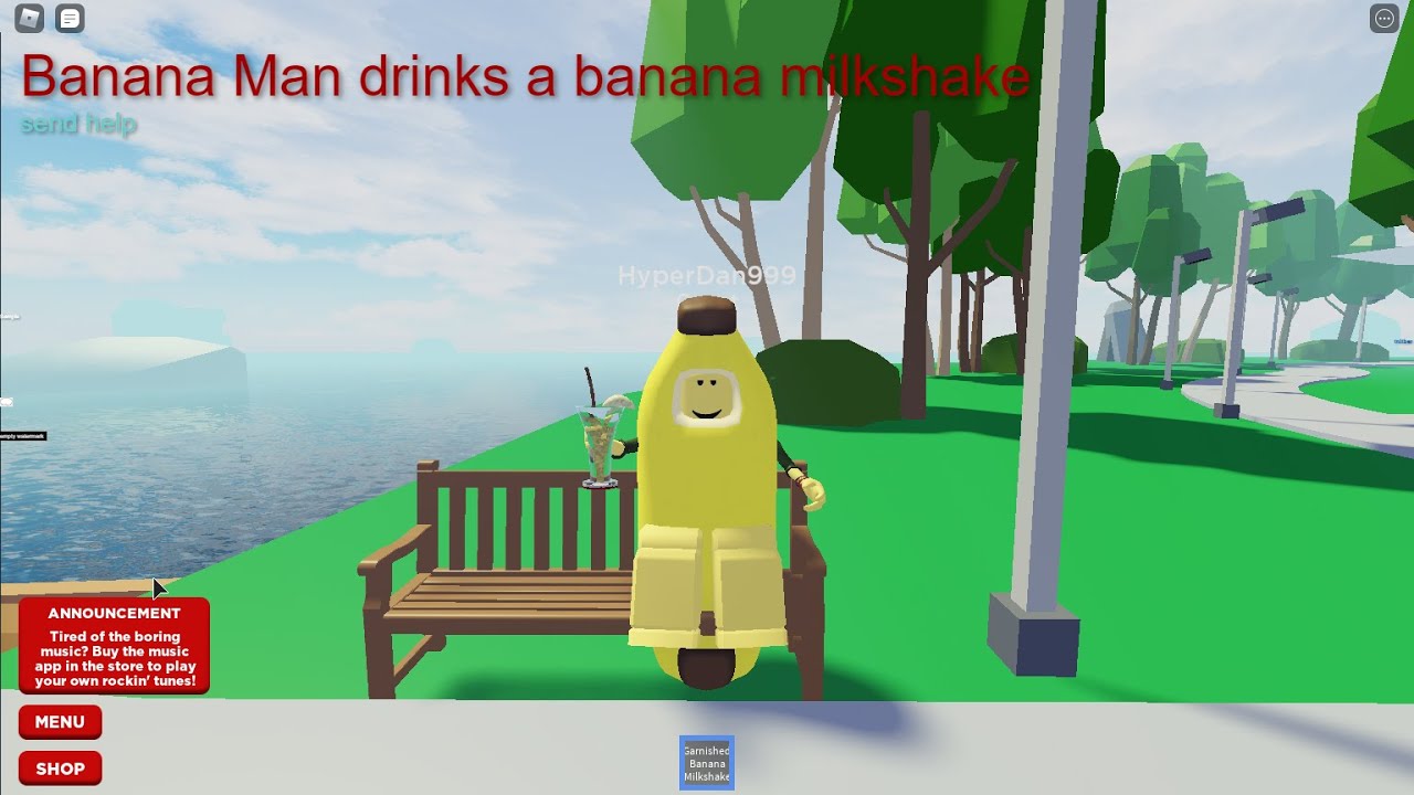 Roblox Banana Man Drinks A Banana Milkshake Youtube - banana milkshake roblox