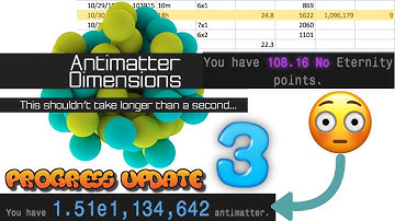 Antimatter Dimensions Progress Update 3: Maximusmillion (1e1,000,000) Antimatter!!