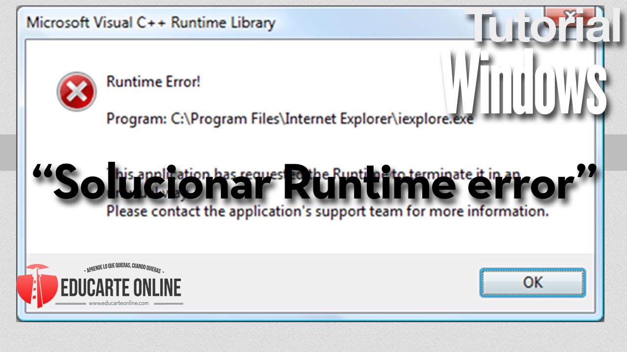 Solucion A Runtime Error Microsoft Visual C Runtime Library Windows 7 Y 8 Youtube