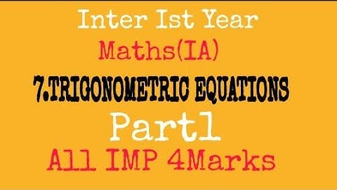 TRIGONOMETRIC EQUATIONS //all IMP// PART1//Ist yr MathsIA//by Nagaraju sir//