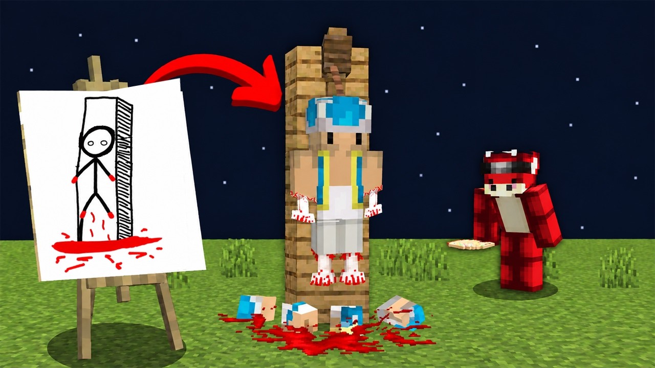 J'ai Utilisé des DESSINS HORREURS pour gagner en Manhunt Minecraft