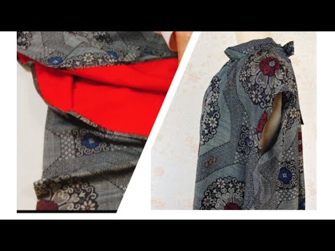 大島紬の着物からボウタイつきノースリーブワンピースTurning an