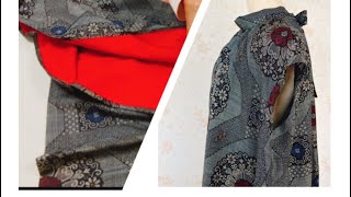 大島紬の着物からボウタイつきノースリーブワンピースTurning an