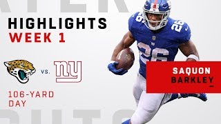 Saquon Barkley Rushes for 106 Yards in NFL Debut