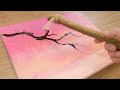 Cherry Blossom Painting / String Wooden Brush Painting Technique