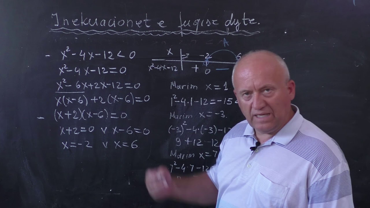 Matematikë - Inekuacionet e fuqise se dyte.  Shembull