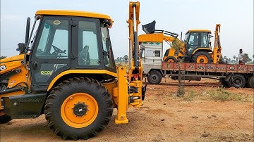 New JCB 3DX EcoXcellence Unloading from Truck in New JCB Showroom