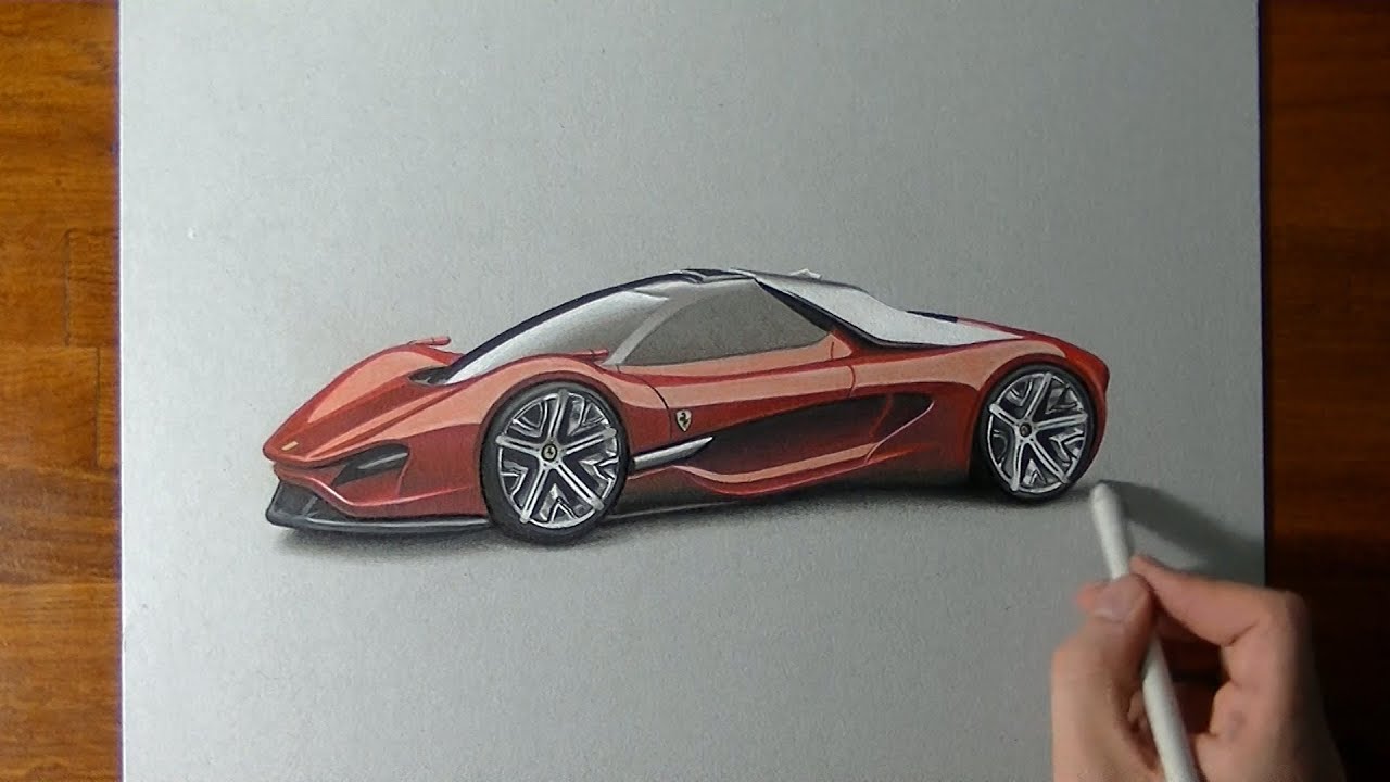 Disegno realistico in timelapse una Ferrari Xezri