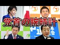 日本の政党党首８人の腕時計とその評価。センスNo.1は誰？【高市早苗総理、野田佳彦、斉藤鉄夫、吉村洋文、神谷宗弊、玉木雄一郎、榛葉加津也、山本太郎、田村智子、志位和夫】
