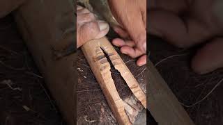 sawing wood on bamboo #firemaking #primitivefire #survivalfire