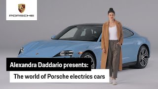 Alexandra Daddario explains the all-electric Porsche Taycan concept