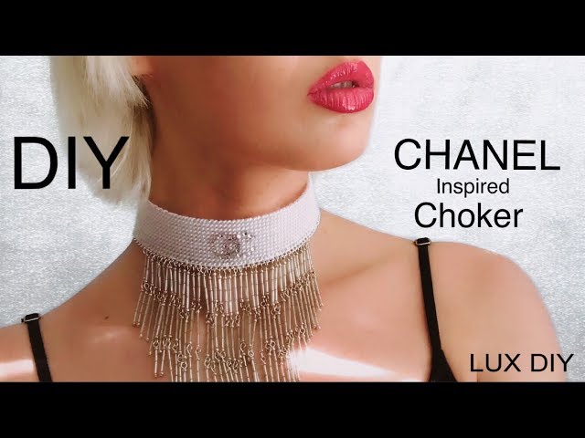 DIY CHANEL Inspired Choker Necklace, Designer Inspired Glam Crystal  Statement Necklace