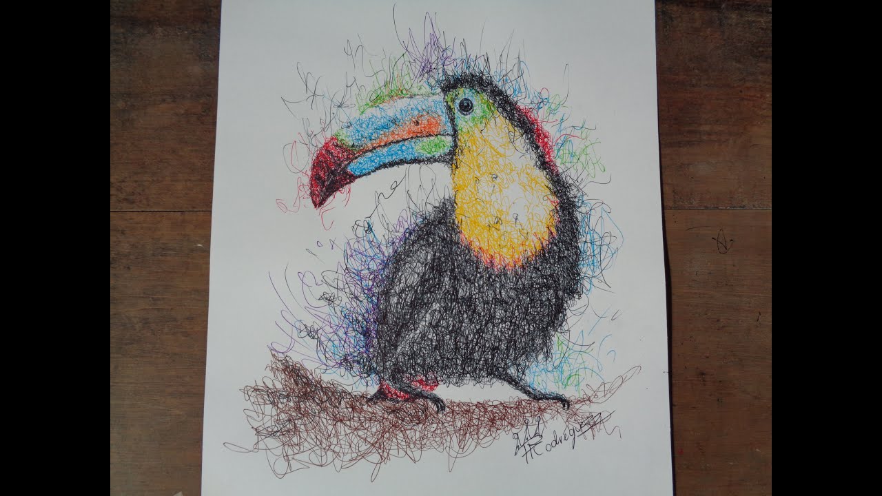 Dibujando Tucán con bolígrafos de colores - dibujo a rayones - Drawing  Toucan with colored pens-#115 - thptnganamst.edu.vn