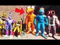 ALL ANIMATRONICS VS EVIL BUFF RAINBOW FRIENDS! (GTA 5 FNAF Mods)