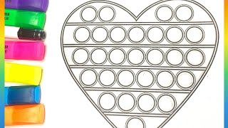 How to color a pop it heart easy /Rainbow ABC Art Kids!