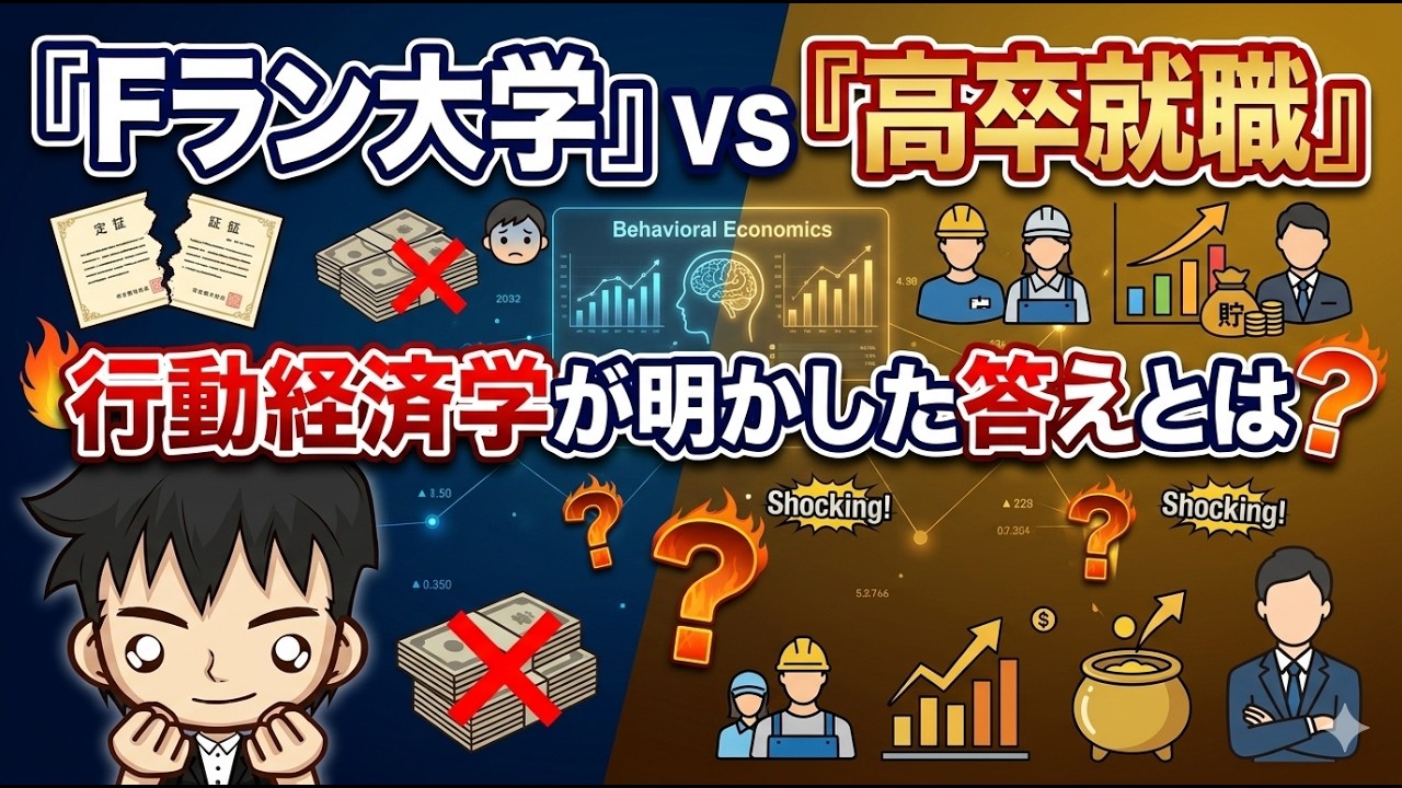 【判明】Fラン大学に進学か?高卒で就職か?ついに答えが判明!行動経済学で証明される! - YouTube