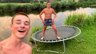 TRAMPOLINE BIJ DE SLOOT! GING NIET GOED!