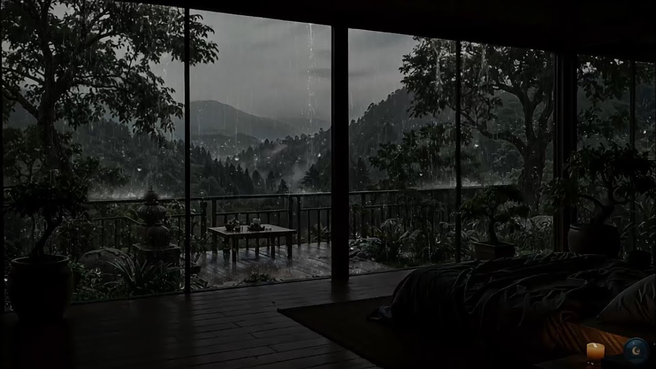 Звуки дождя и грома в окне 🌧 Быстро засыпайте под спокойный ночной дождь