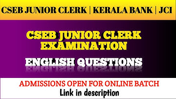 CSEB JUNIOR CLERK || ENGLISH QUESTIONS||