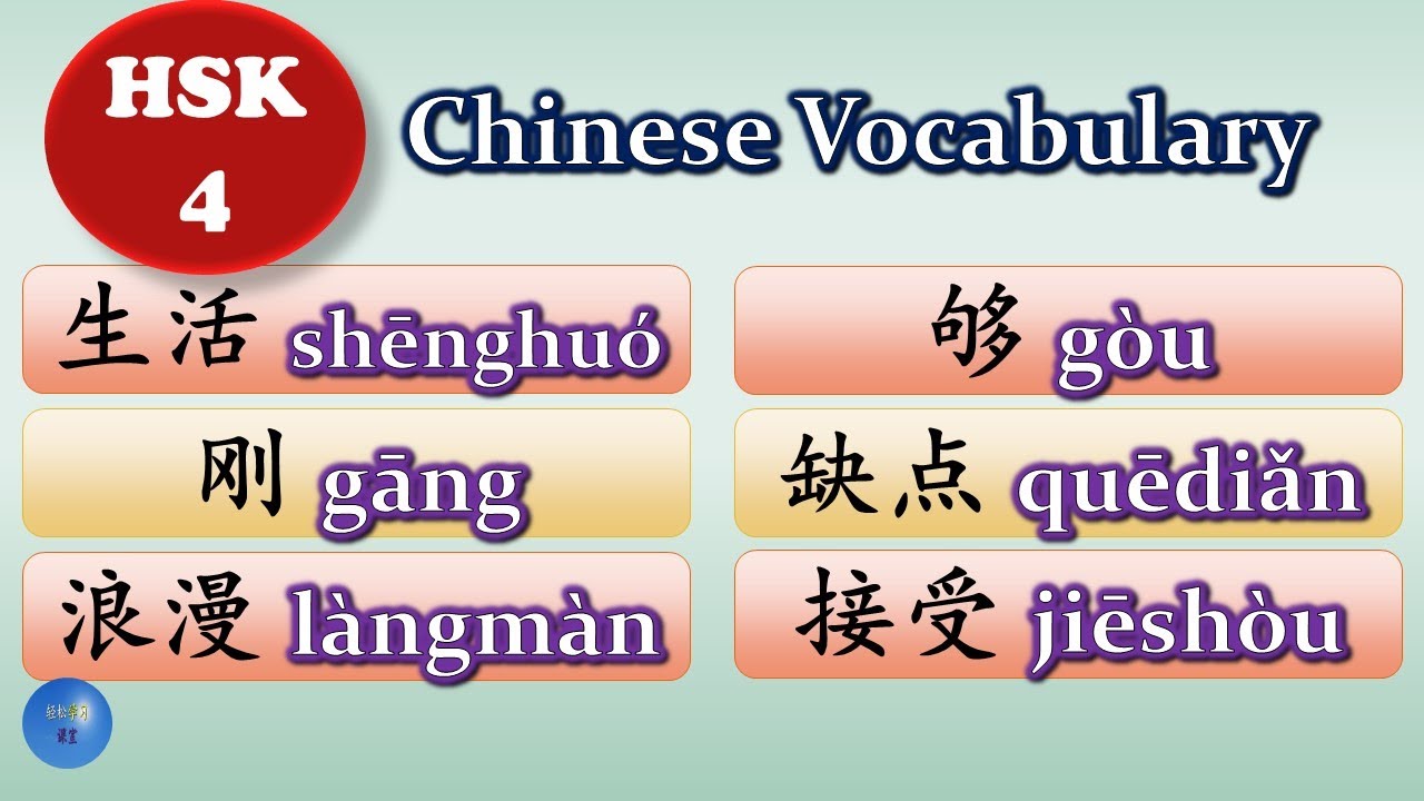 How to use 生活 刚 浪漫 够 缺点 接受 in Chinese HSK 4 Lesson 1 Chinese Vocabulary ...