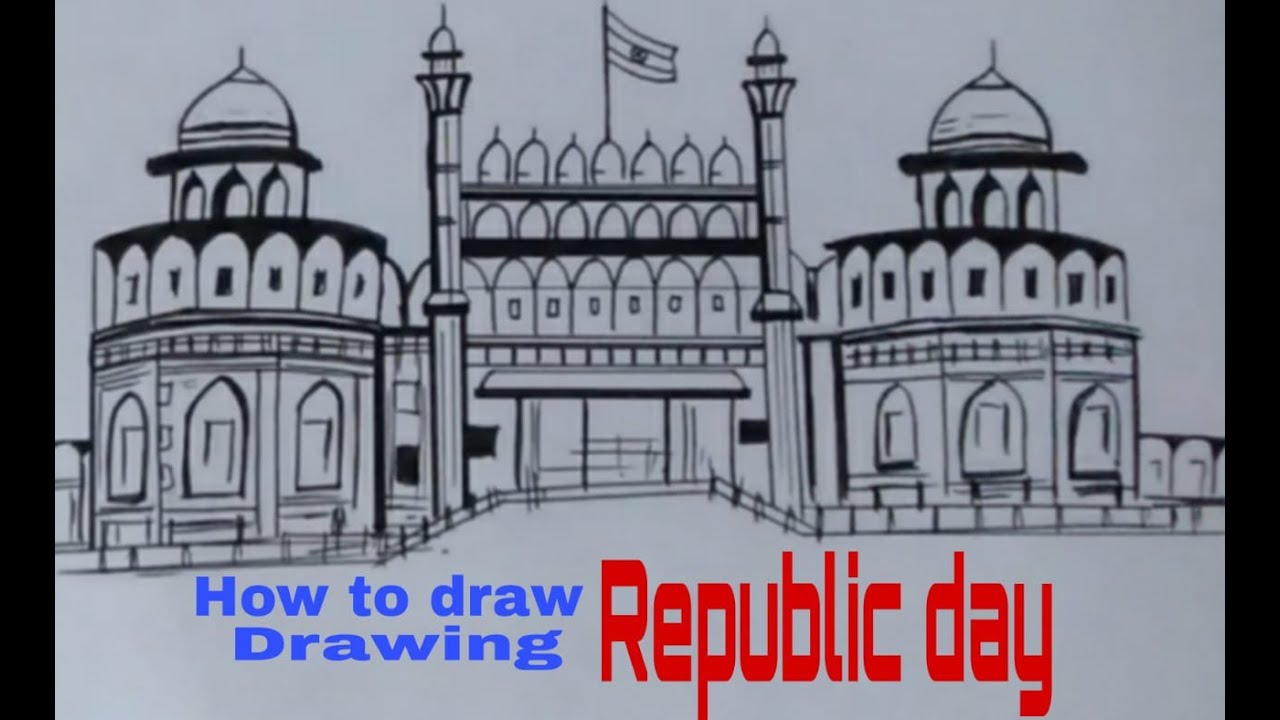 Red fort drawing step by step/How to draw Red fort/Red fort drawing  easy/Redford drawing easy - YouTube