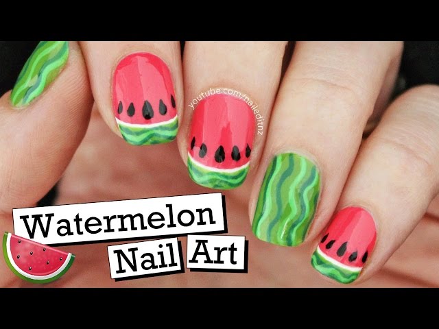Cute Watermelon Slice Nail Art - YouTube