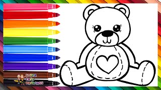 Drawing and Coloring a Cute Teddy Bear 🧸🌈 Drawings for Kids