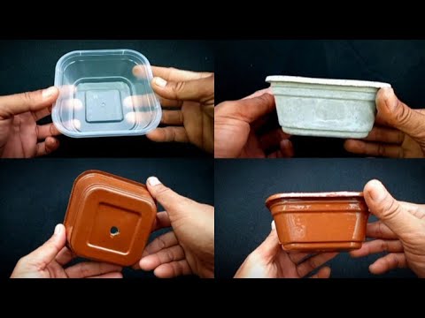 Cara Membuat Pot Bonsai Mini Dari Cetakan Cup Plastik Kotak