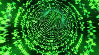 Looping animation of a binary code tunnel - green