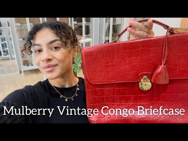 100% authentic Mulberry vintage briefcase in black congo leather
