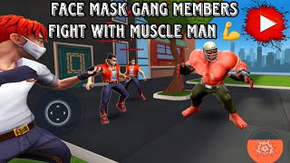 "Mask Gang Members vs. Muscle Man: Epic Showdown in Super Fighter 3 Game!"