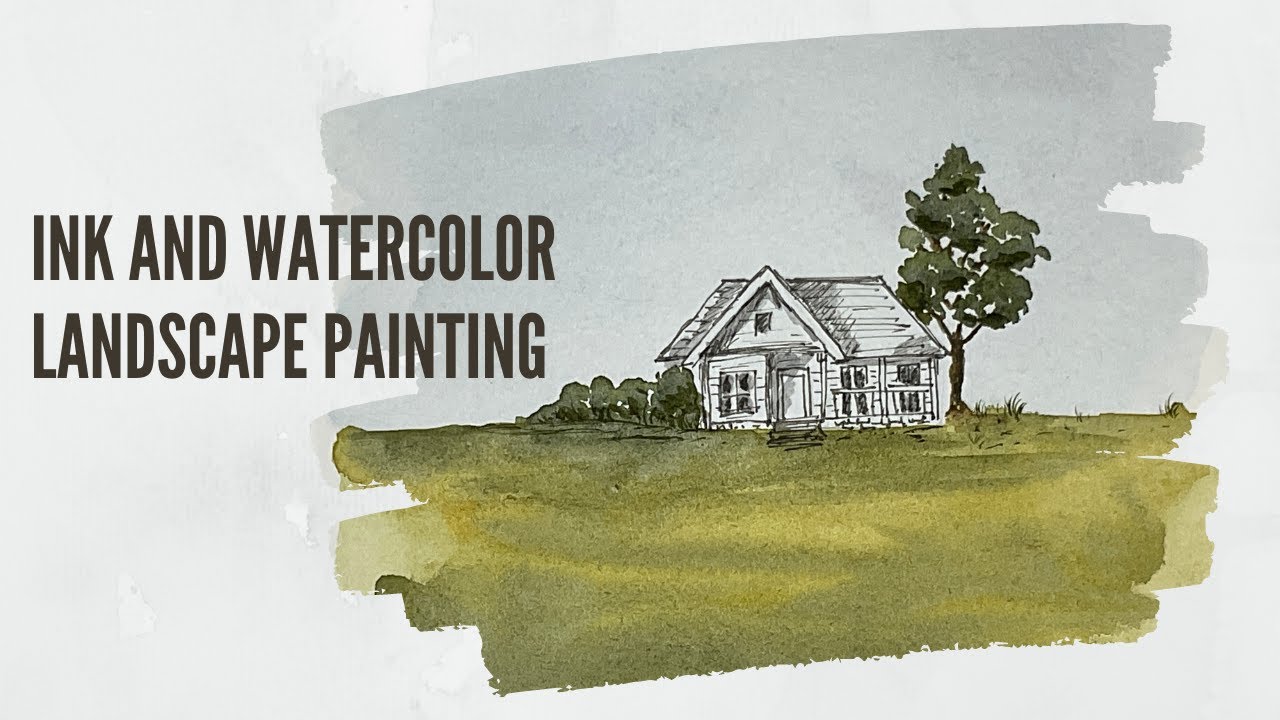 Ink and Watercolour Landscape Painting - YouTube