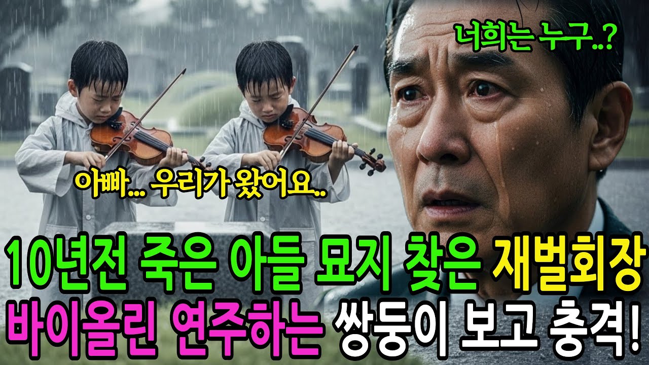 10년전 죽은 아들 묘지 무덤 앞에서 바이올린 연주하는 거지 쌍둥이를 본 재벌회장 충격