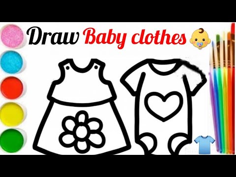 Drawing sketch silhouette outline baby dresses Childrens clothing  model Front and side view 11895581 Vector Art at Vecteezy