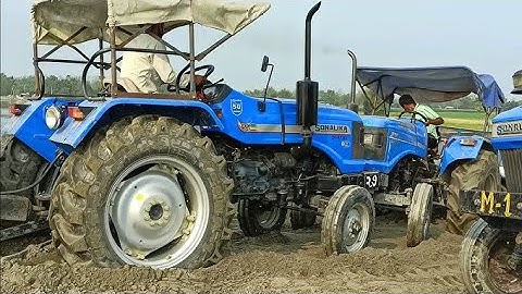 Eicher 485 Tractor Stuck in with Loaded Trolley Pulling New Holland 3630 and Mahindra 275 Di XP plus