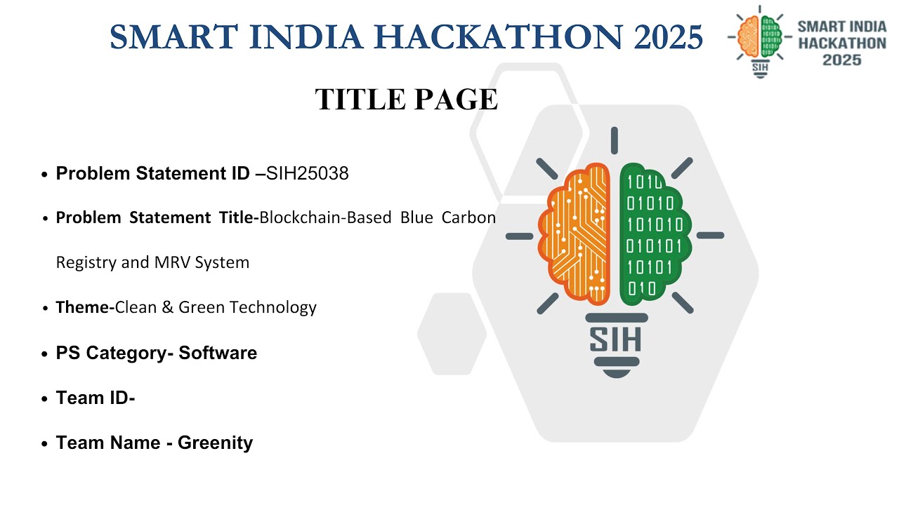 Blockchain-Based Blue Carbon Registry & MRV System | SIH 2025 Project ...