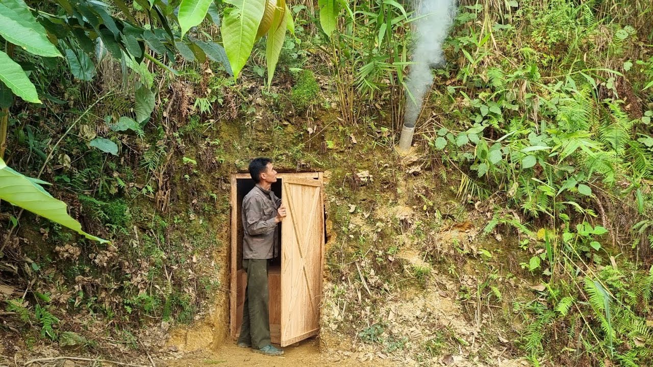 Survive alone - Build a shelter underground, create a fireplace in the cellar and cook