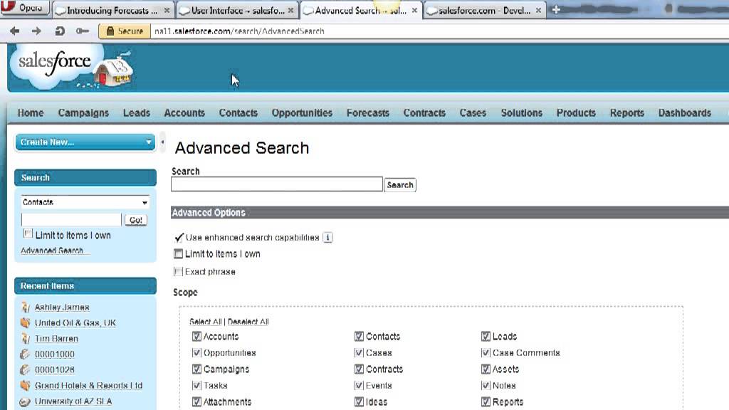 Sidebar Search, Global Search, Advanced Search in Salesforce YouTube