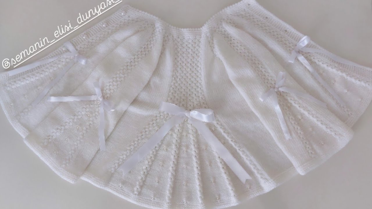 KAHVE ÇEKİRDEĞİ MODELİ 👸PRENSES👸HIRKA YAPIMI & İnci boncuklu yelpaze modeli  hırka  4yaş  PART(1)